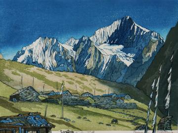 ランタン村からのガンチェンポ峰